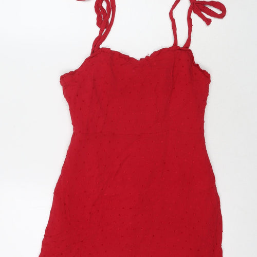 Nasty Gal Womens Red Viscose A-Line Size 10 Round Neck Zip