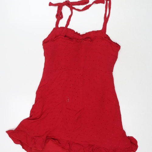 Nasty Gal Womens Red Viscose A-Line Size 10 Round Neck Zip
