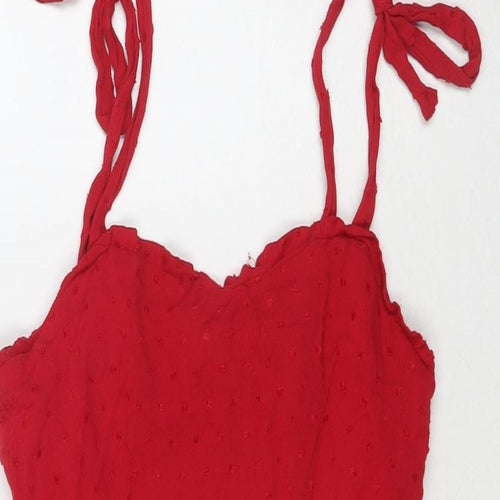 Nasty Gal Womens Red Viscose A-Line Size 10 Round Neck Zip