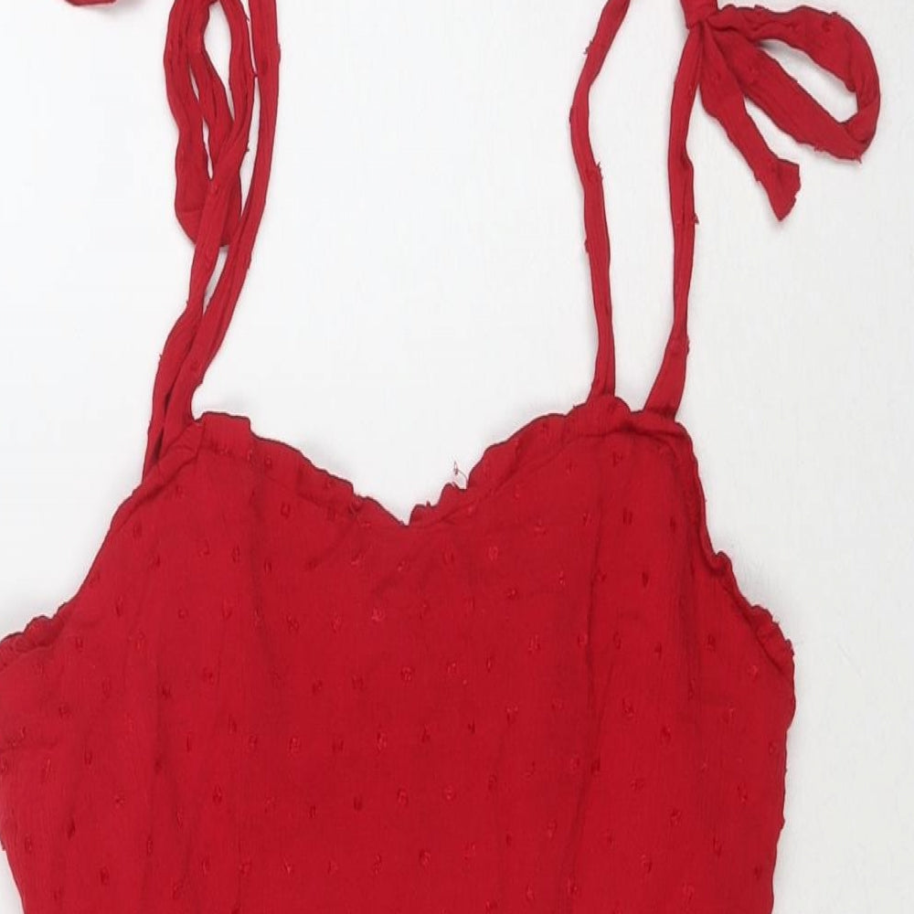 Nasty Gal Womens Red Viscose A-Line Size 10 Round Neck Zip