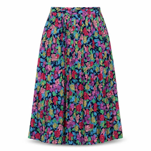 Solo Womens Multicoloured Floral Viscose Pleated Skirt Size 12 Zip