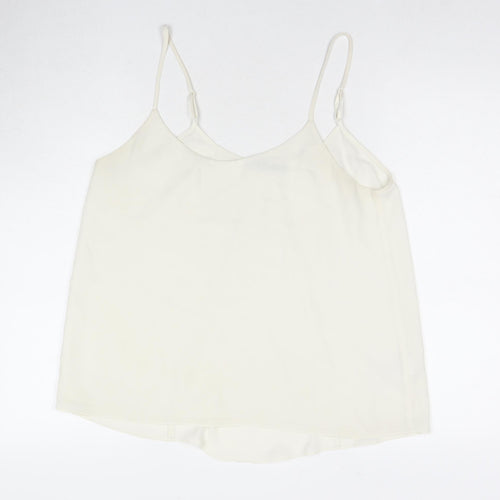 Oasis Womens White Polyester Basic Tank Size 14 Round Neck
