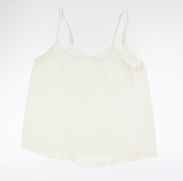 Oasis Womens White Polyester Basic Tank Size 14 Round Neck