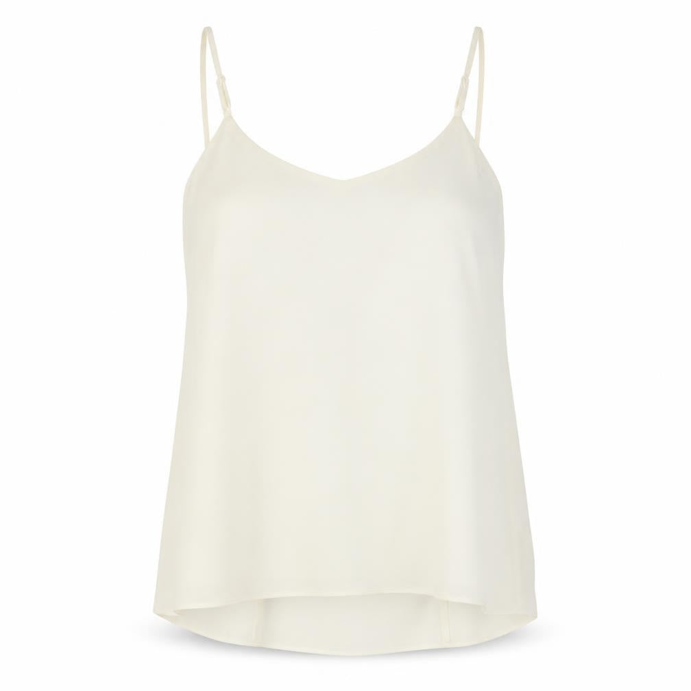 Front view of Oasis women’s white polyester basic tank, size UK 14, round neck