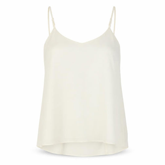 Front view of Oasis women’s white polyester basic tank, size UK 14, round neck