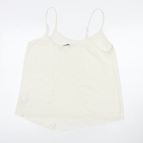 Oasis Womens White Polyester Basic Tank Size 14 Round Neck