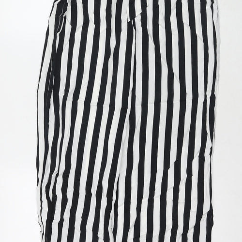 Miss Selfridge Womens Black Striped Viscose Trousers Size 12 L32 in Regular Zip