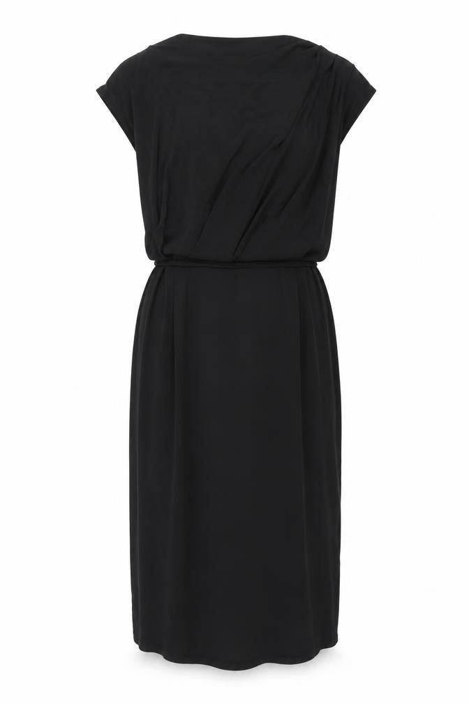 Front view of Oasis women’s black viscose maxi, size L, cowl neck pullover