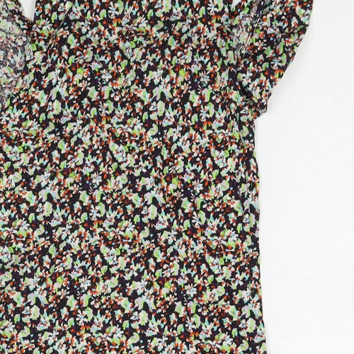 Topshop Womens Multicoloured Floral Cotton Basic Blouse Size 8 Round Neck