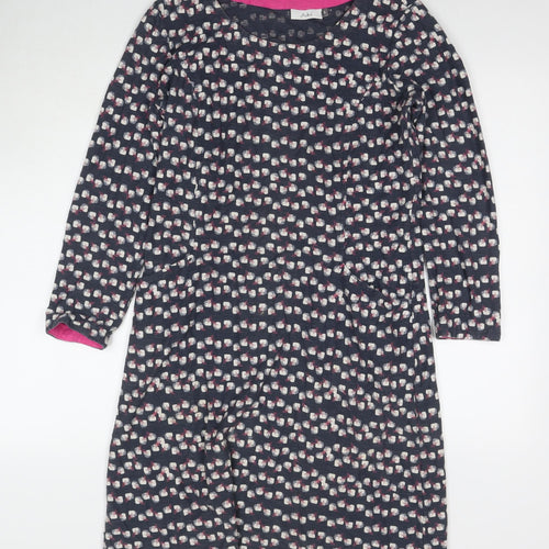 Adini Womens Grey Geometric Cotton Jumper Dress Size S Round Neck Pullover