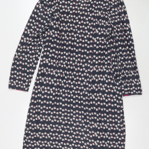 Adini Womens Grey Geometric Cotton Jumper Dress Size S Round Neck Pullover