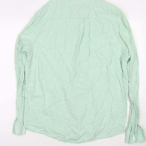 Original Penguin Mens Green Linen Button-Up Size XL Collared Button