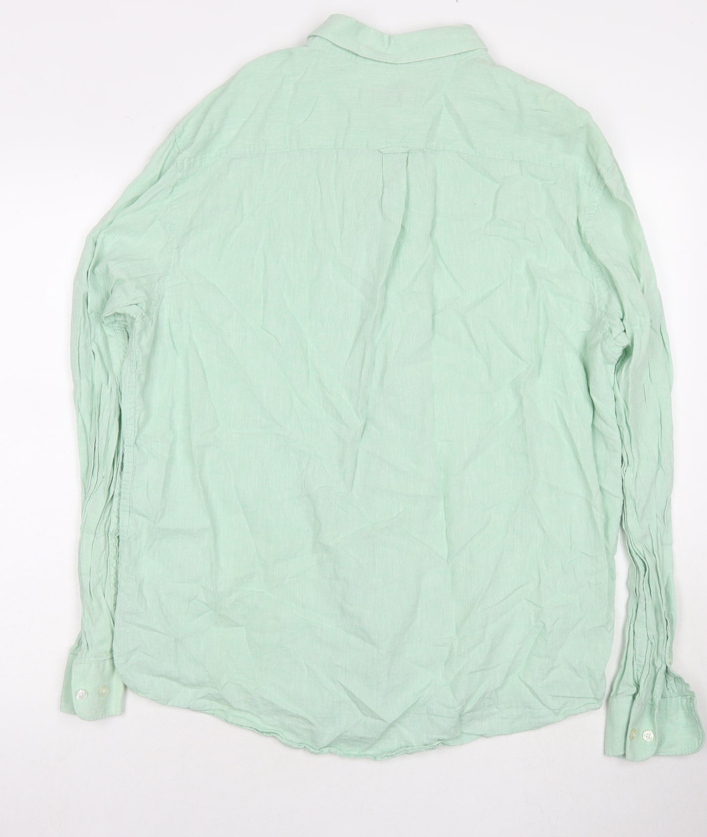 Original Penguin Mens Green Linen Button-Up Size XL Collared Button