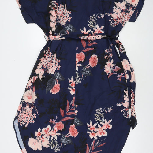 Yoins Womens Blue Floral Polyester Maxi Size XL V-Neck Pullover