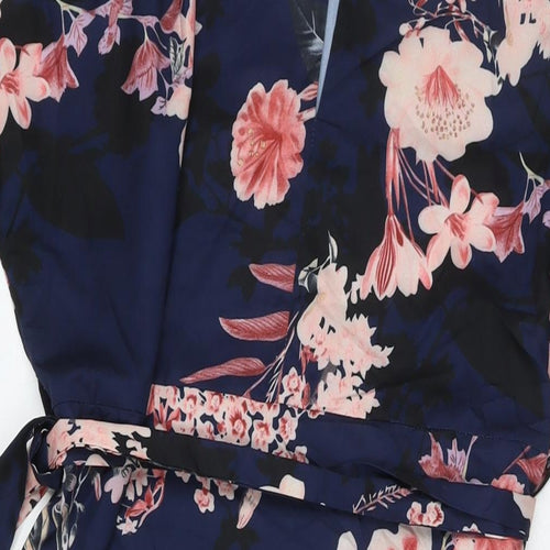 Yoins Womens Blue Floral Polyester Maxi Size XL V-Neck Pullover