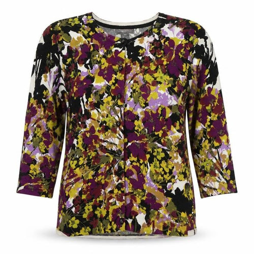 Adrienne Vittadini Womens Multicoloured Round Neck Floral Polyester Cardigan Jumper Size S