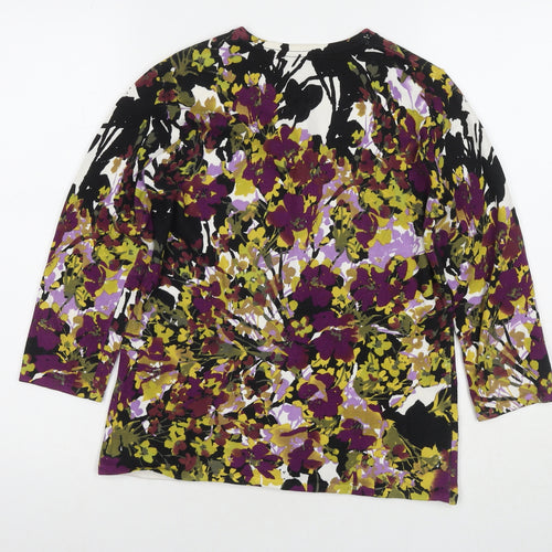 Adrienne Vittadini Womens Multicoloured Round Neck Floral Polyester Cardigan Jumper Size S