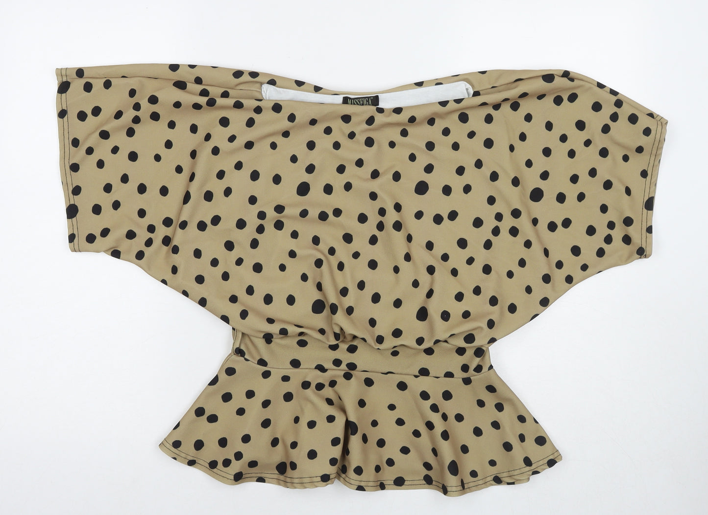 Miss Figa Womens Brown Polka Dot Polyester Basic Blouse Size 10 Boat Neck