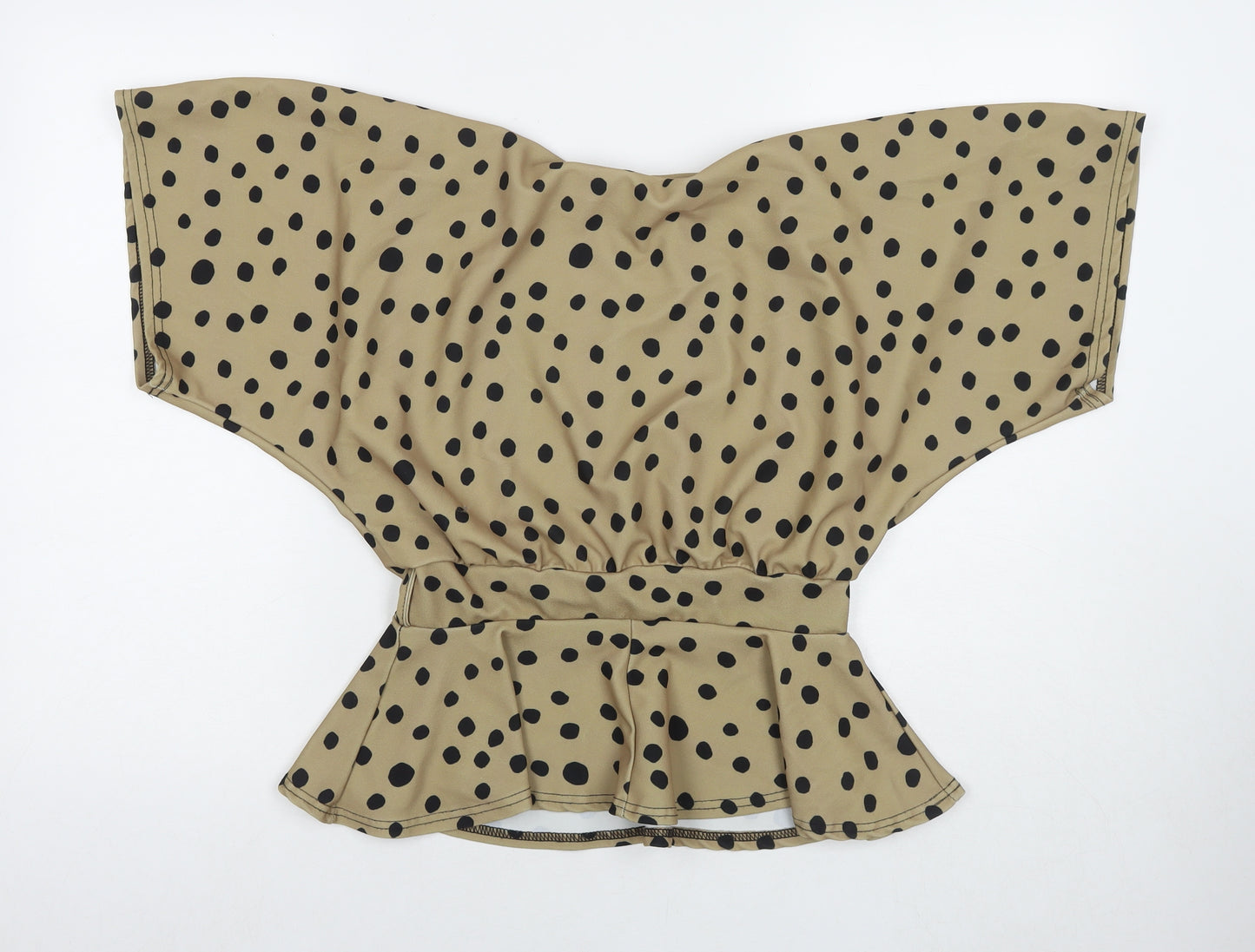 Miss Figa Womens Brown Polka Dot Polyester Basic Blouse Size 10 Boat Neck