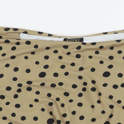 Miss Figa Womens Brown Polka Dot Polyester Basic Blouse Size 10 Boat Neck