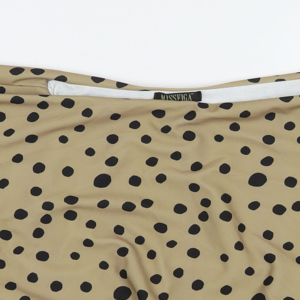 Miss Figa Womens Brown Polka Dot Polyester Basic Blouse Size 10 Boat Neck