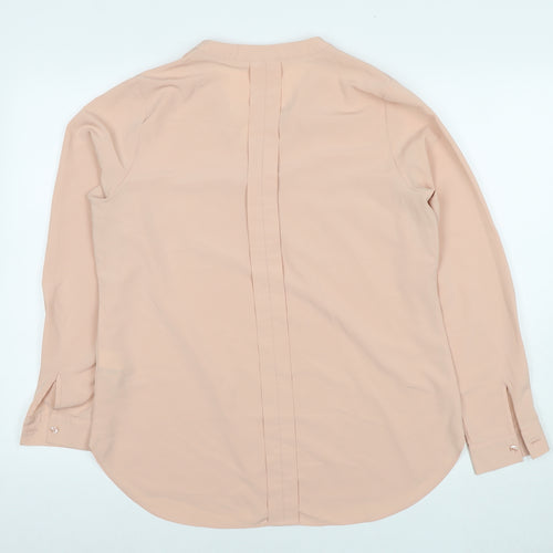 Marks and Spencer Womens Beige Polyester Basic Blouse Size 12 V-Neck