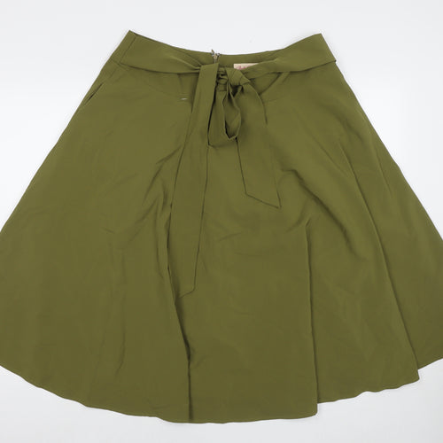 Belle Poque Womens Green Viscose Swing Skirt Size XL Zip