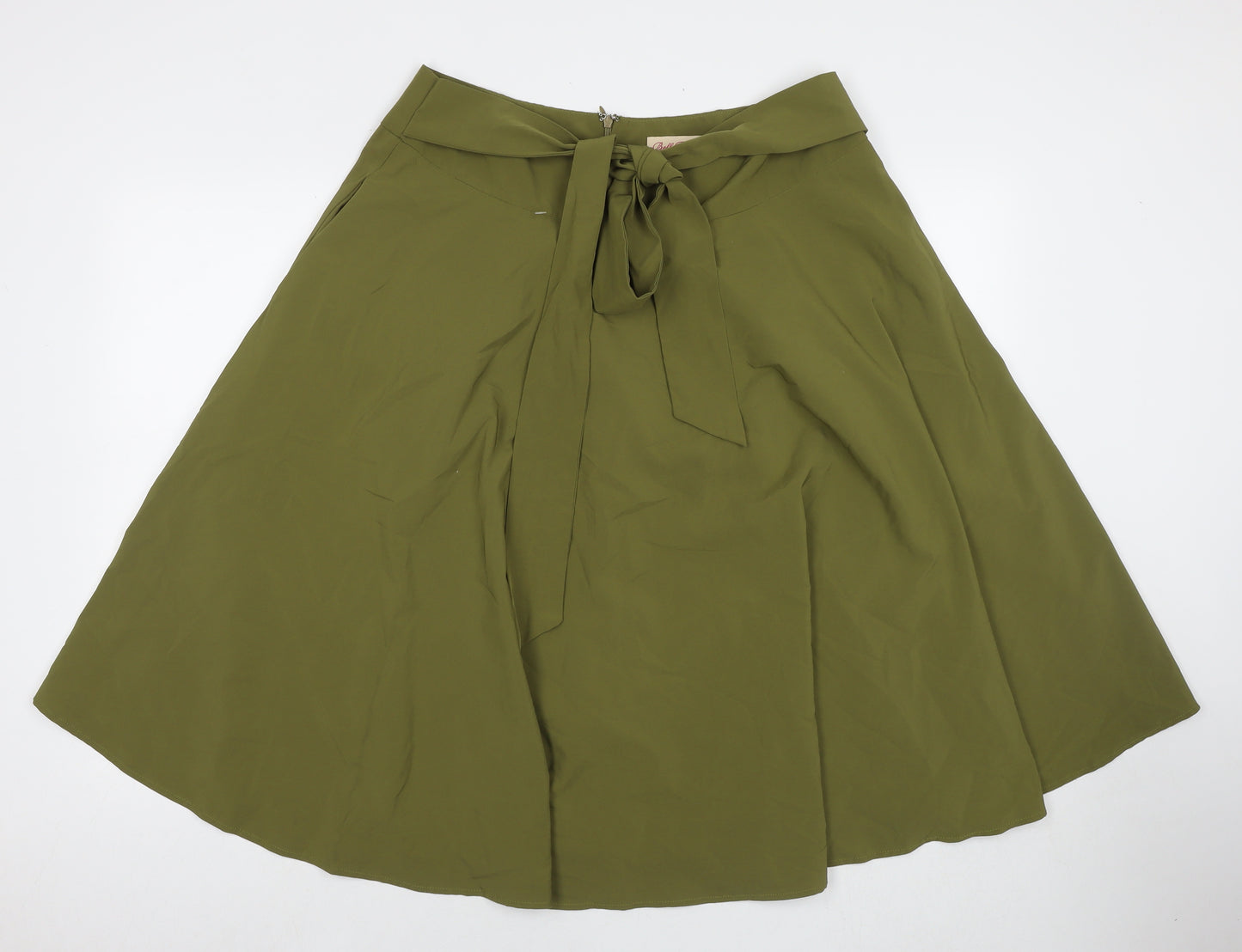 Belle Poque Womens Green Viscose Swing Skirt Size XL Zip