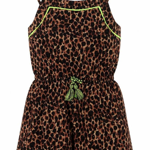 Candy Girls Brown Animal Print Polyester Romper One-Piece Size 10 Years L3 in Pullover - Leopard Print