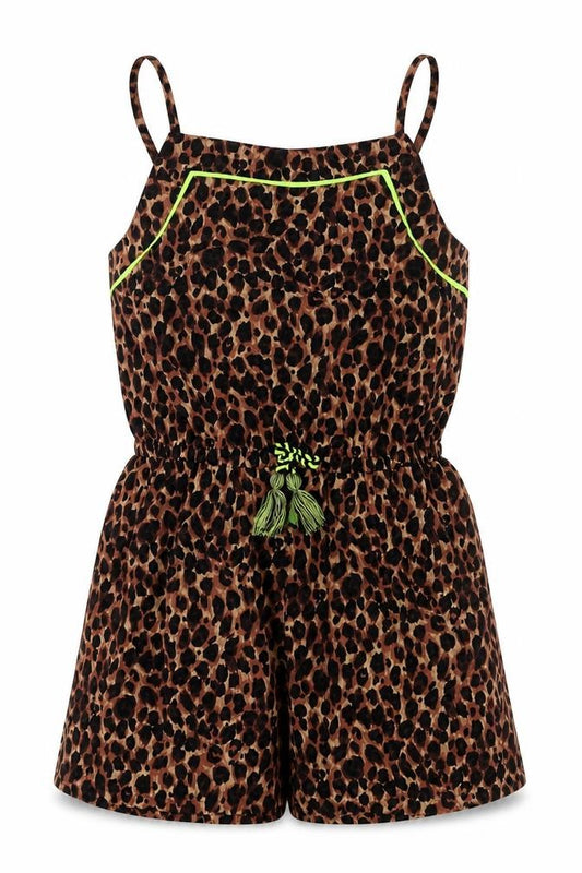 Candy Girls Brown Animal Print Polyester Romper One-Piece Size 10 Years L3 in Pullover - Leopard Print