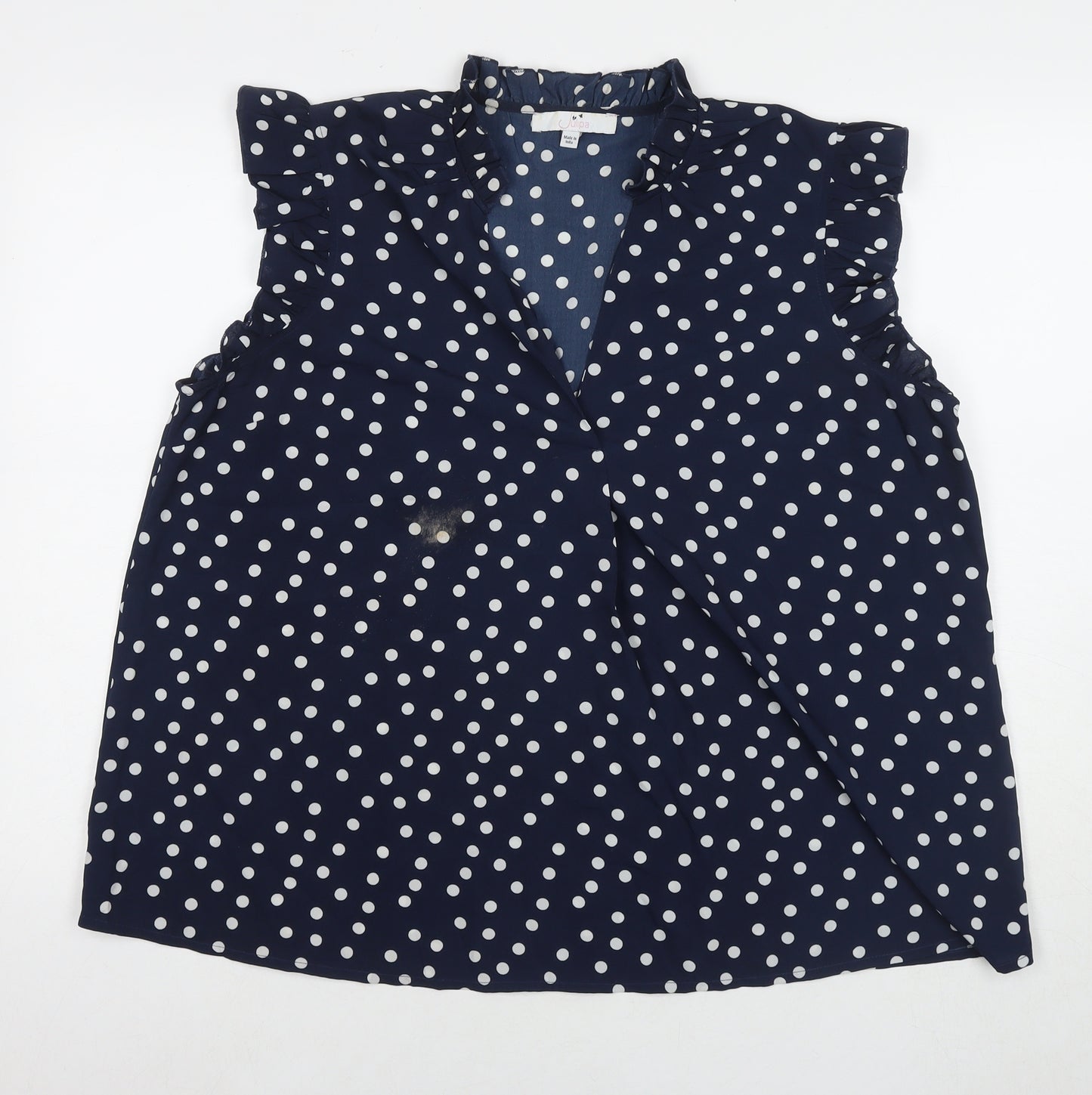Julipa Womens Blue Polka Dot Polyester Basic Blouse Size 20 Round Neck