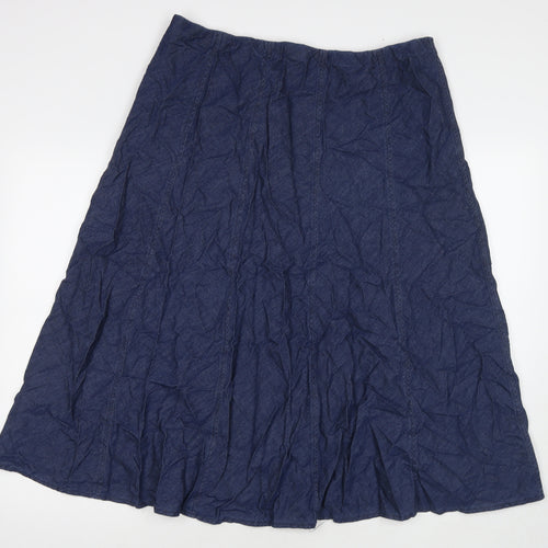 Bonmarché Womens Blue Cotton Maxi Skirt Size 16