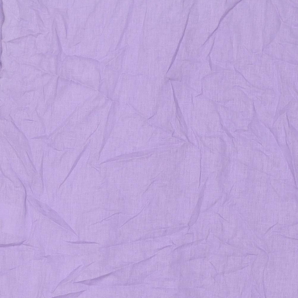 Khaadi Womens Purple Linen Tunic Button-Up Size 6 Round Neck