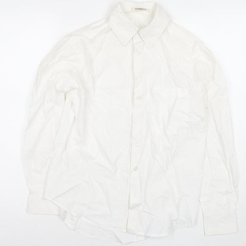 Glamorous Womens White Viscose Basic Button-Up Size 8 Collared