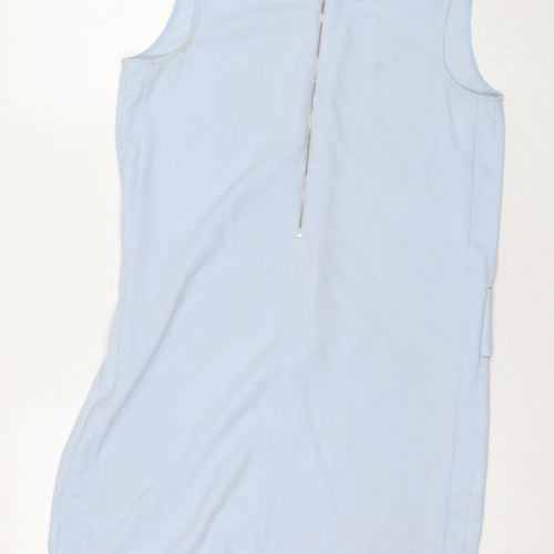 Zara Womens Blue Polyester A-Line Size S Collared Zip