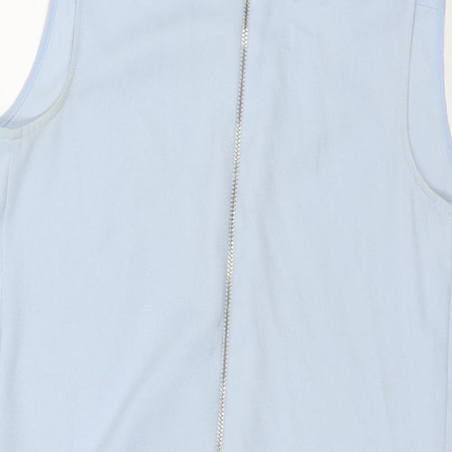 Zara Womens Blue Polyester A-Line Size S Collared Zip