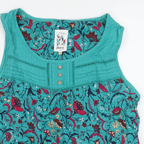 MANTARAY PRODUCTS Womens Green Floral Polyester Basic Tank Size 14 Scoop Neck