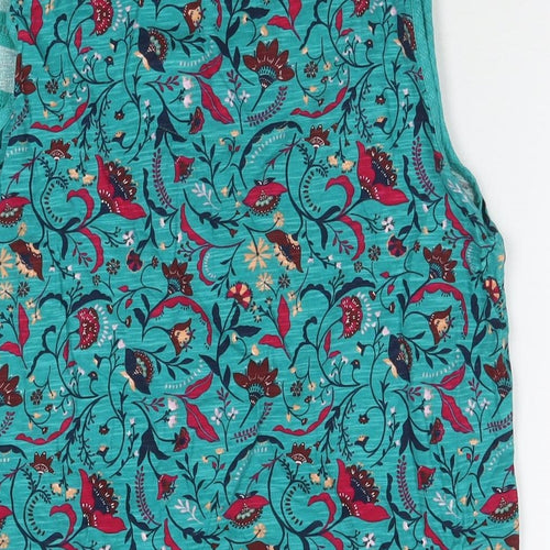 MANTARAY PRODUCTS Womens Green Floral Polyester Basic Tank Size 14 Scoop Neck