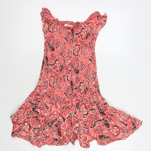 Mango Womens Pink Paisley Polyester Mini Size S Square Neck Pullover
