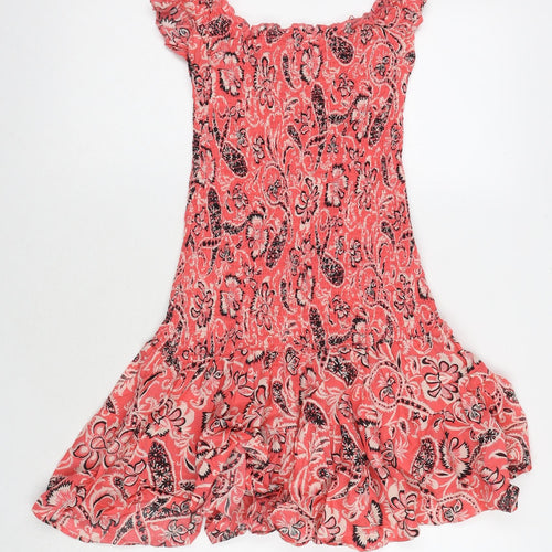 Mango Womens Pink Paisley Polyester Mini Size S Square Neck Pullover