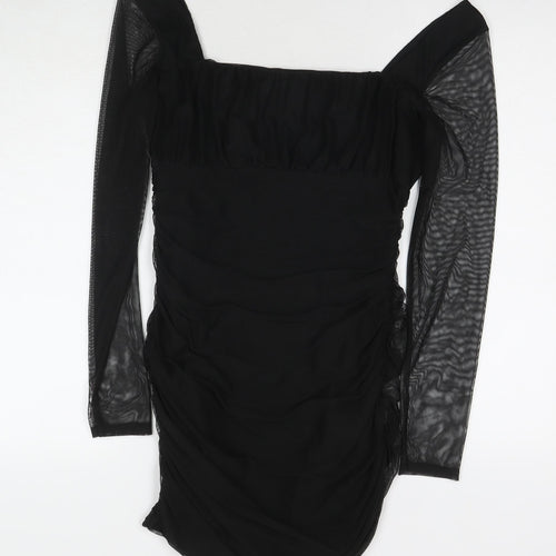 Pink Vanilla Womens Black Polyester Bodycon Size 12 Square Neck Pullover