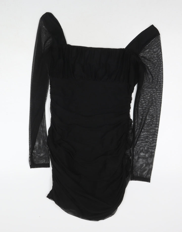 Pink Vanilla Womens Black Polyester Bodycon Size 12 Square Neck Pullover