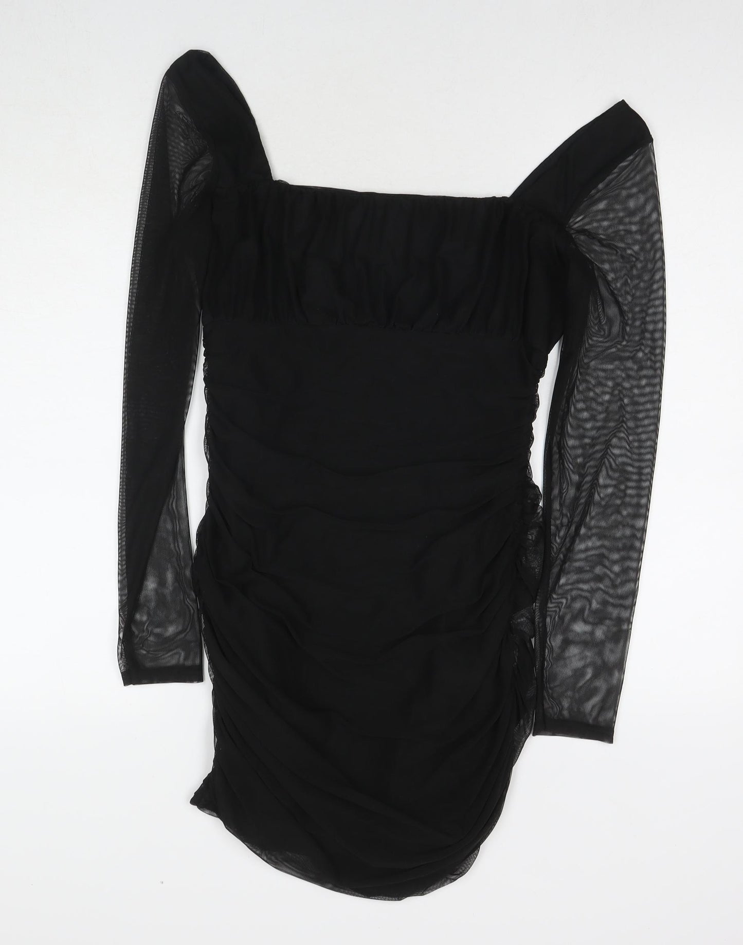 Pink Vanilla Womens Black Polyester Bodycon Size 12 Square Neck Pullover