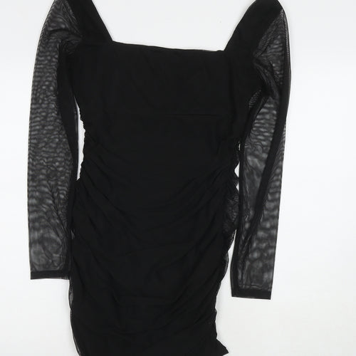 Pink Vanilla Womens Black Polyester Bodycon Size 12 Square Neck Pullover