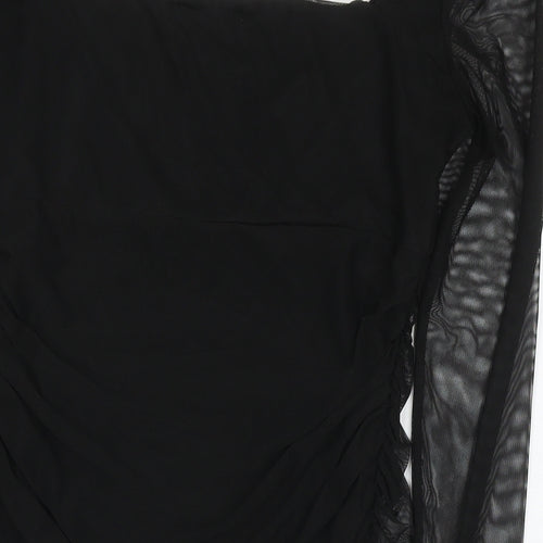 Pink Vanilla Womens Black Polyester Bodycon Size 12 Square Neck Pullover