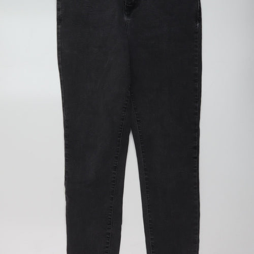 New Look Womens Grey Cotton Skinny Jeans Size 14 L27 in Regular Button