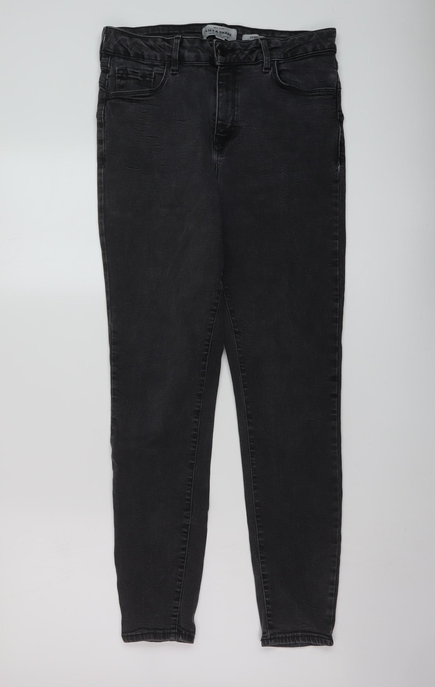 New Look Womens Grey Cotton Skinny Jeans Size 14 L27 in Regular Button