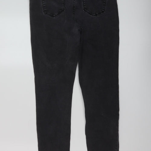 New Look Womens Grey Cotton Skinny Jeans Size 14 L27 in Regular Button