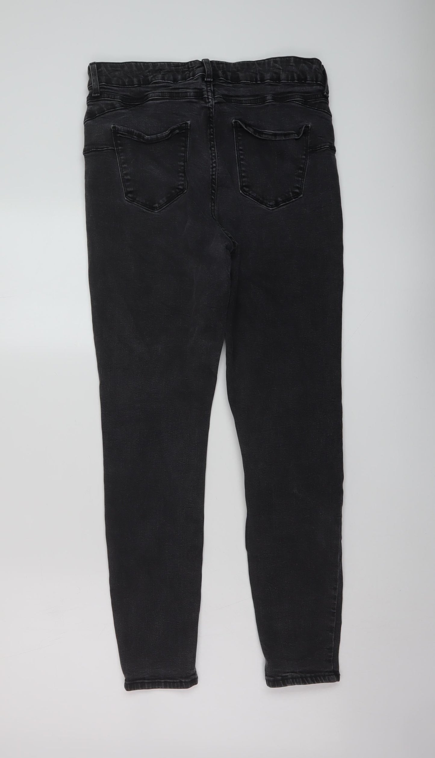 New Look Womens Grey Cotton Skinny Jeans Size 14 L27 in Regular Button