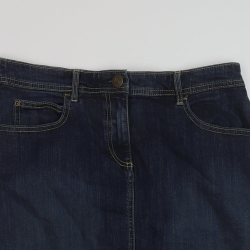 TU Womens Blue Cotton A-Line Skirt Size 12 Button